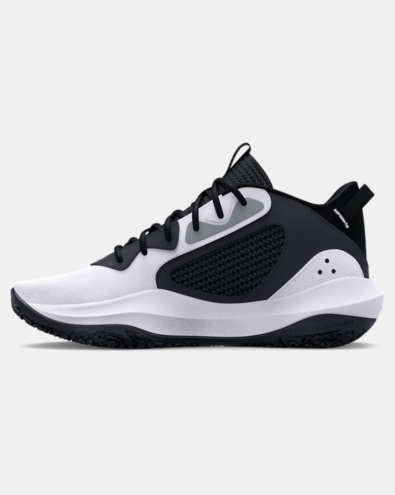 Grade School UA Lockdown 6 Basketball Shoes in White image number 1